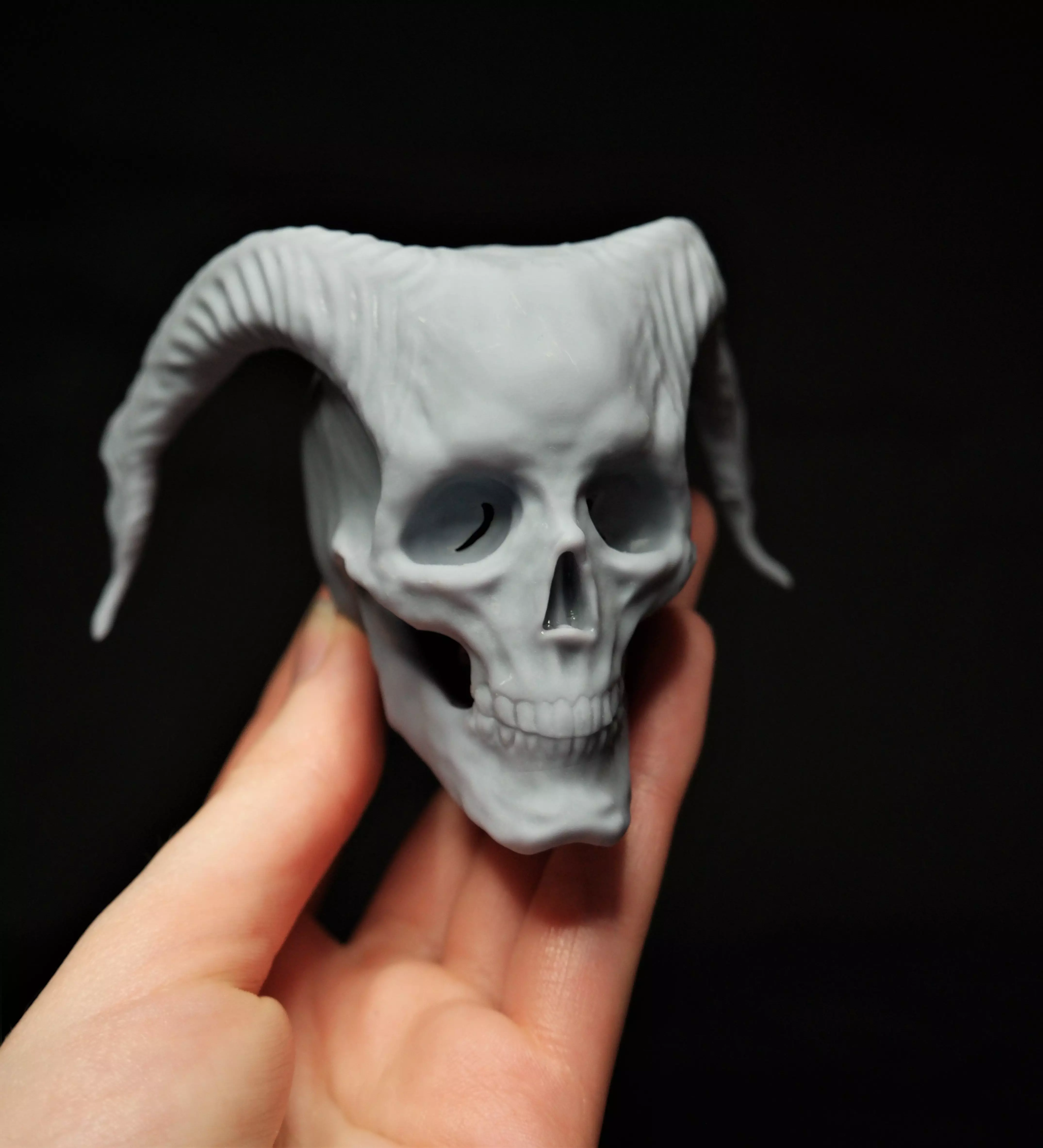 Skull with Ram Horns 3D print model