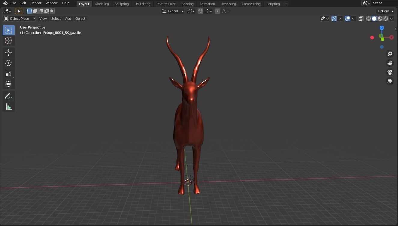 Markhor base mesh  Low-poly 3D model_11