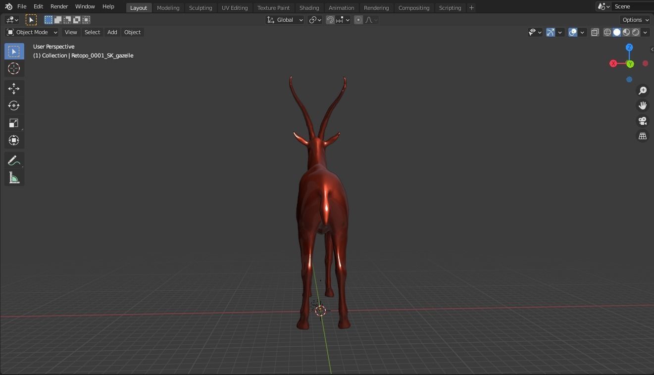 Markhor base mesh  Low-poly 3D model_12