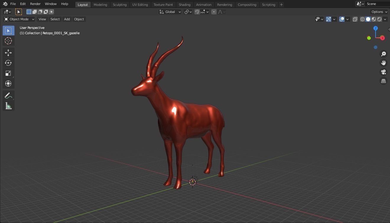 Markhor base mesh  Low-poly 3D model_10