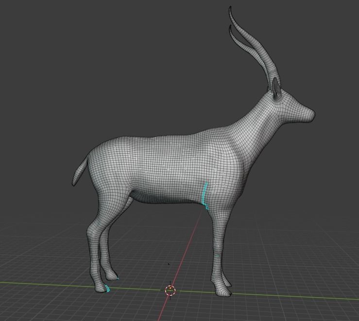 Markhor base mesh  Low-poly 3D model_2