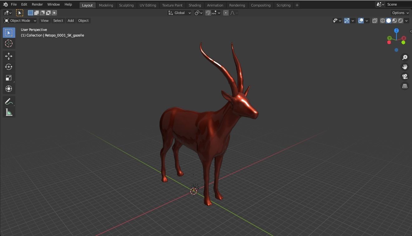 Markhor base mesh  Low-poly 3D model_9