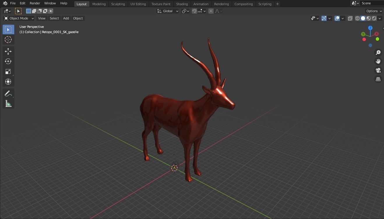 Markhor base mesh  Low-poly 3D model_16