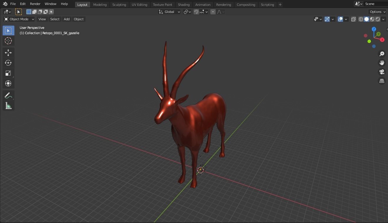 Markhor base mesh  Low-poly 3D model_15