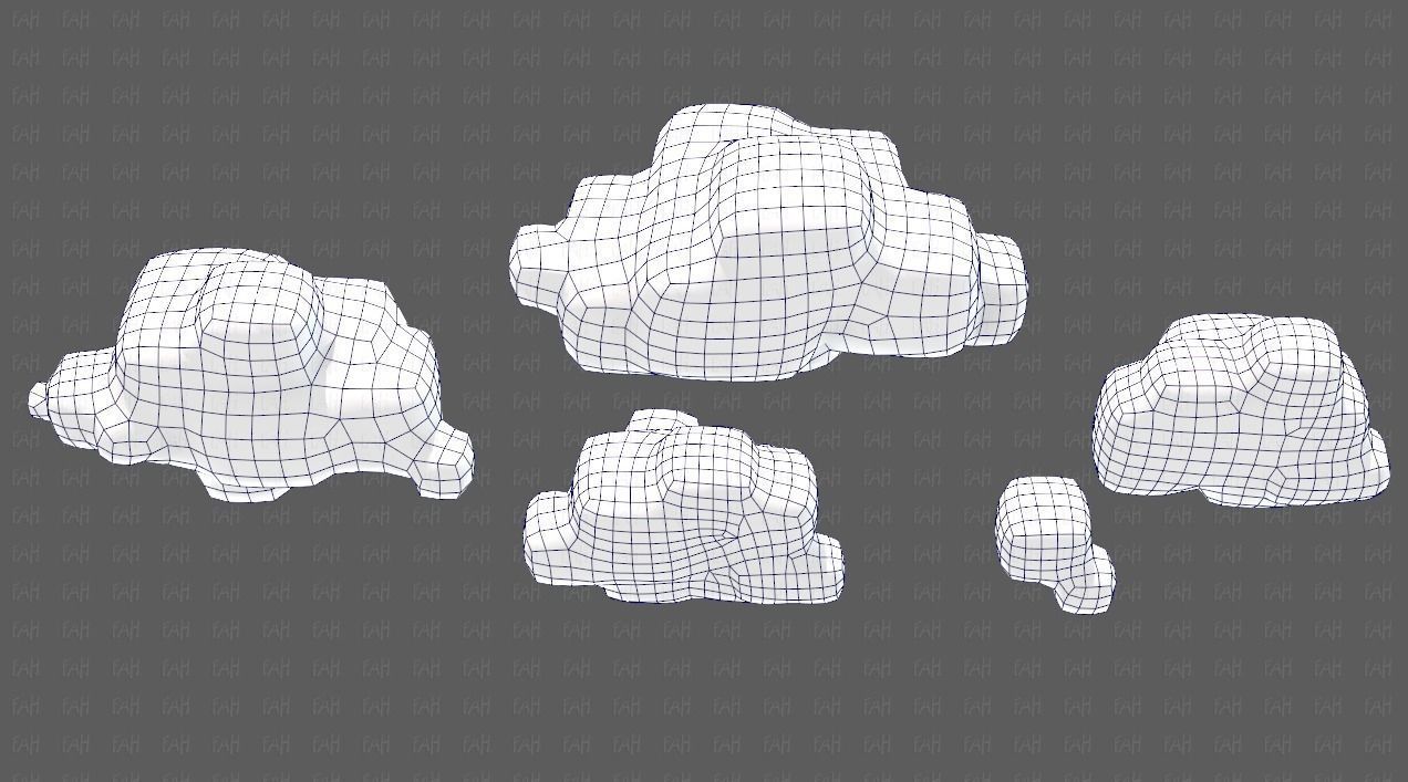 Clouds cartoon V06 Low-poly 3D model_40