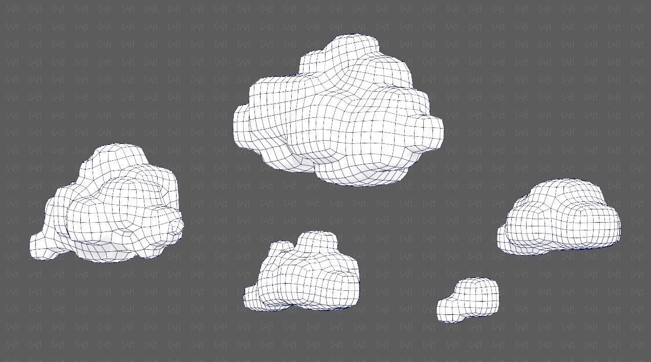 Clouds cartoon V06 Low-poly 3D model_29