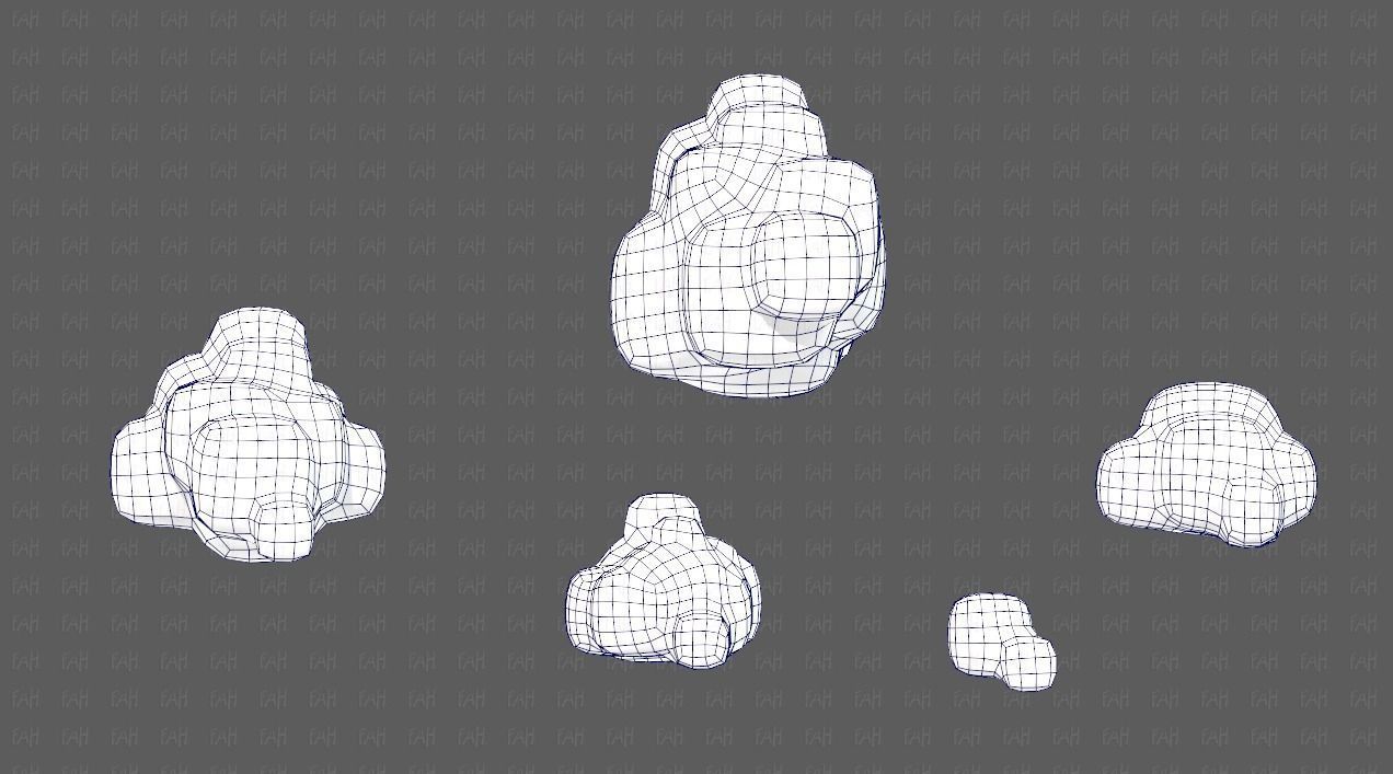 Clouds cartoon V06 Low-poly 3D model_31