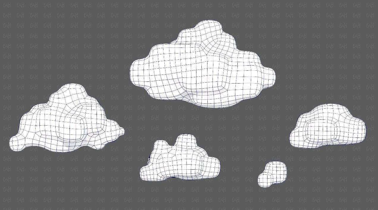 Clouds cartoon V06 Low-poly 3D model_13