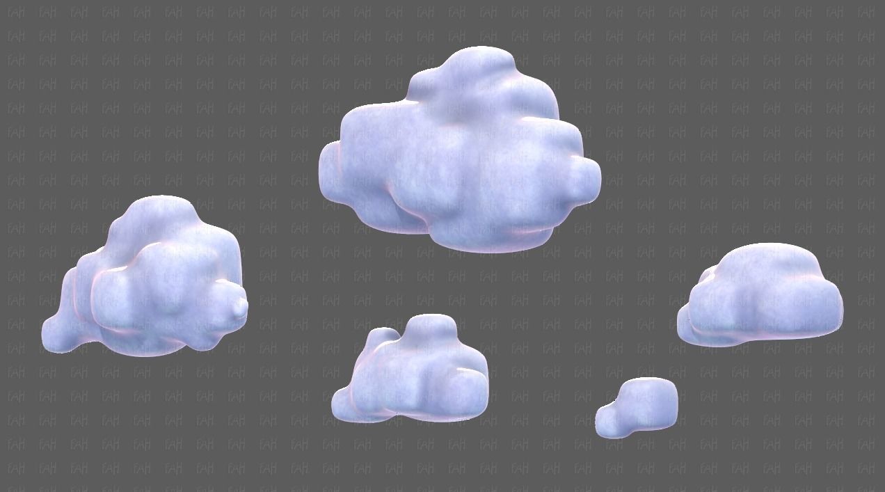 Clouds cartoon V06 Low-poly 3D model_5