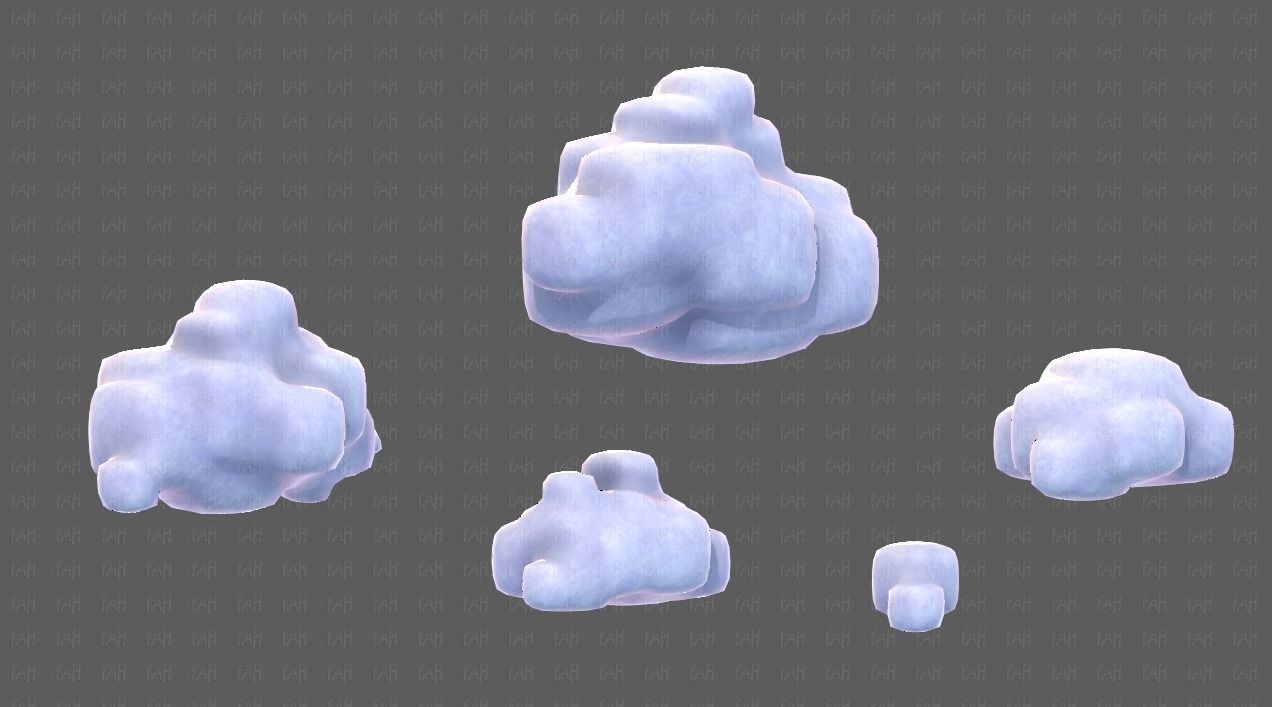 Clouds cartoon V06 Low-poly 3D model_22
