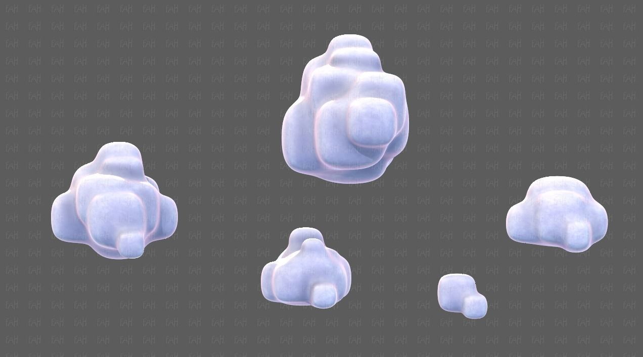 Clouds cartoon V06 Low-poly 3D model_7