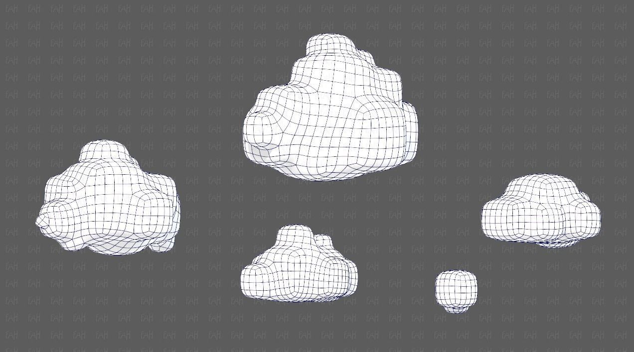 Clouds cartoon V06 Low-poly 3D model_10