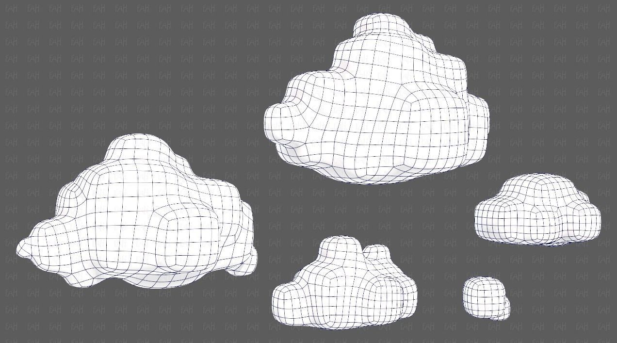 Clouds cartoon V06 Low-poly 3D model_42