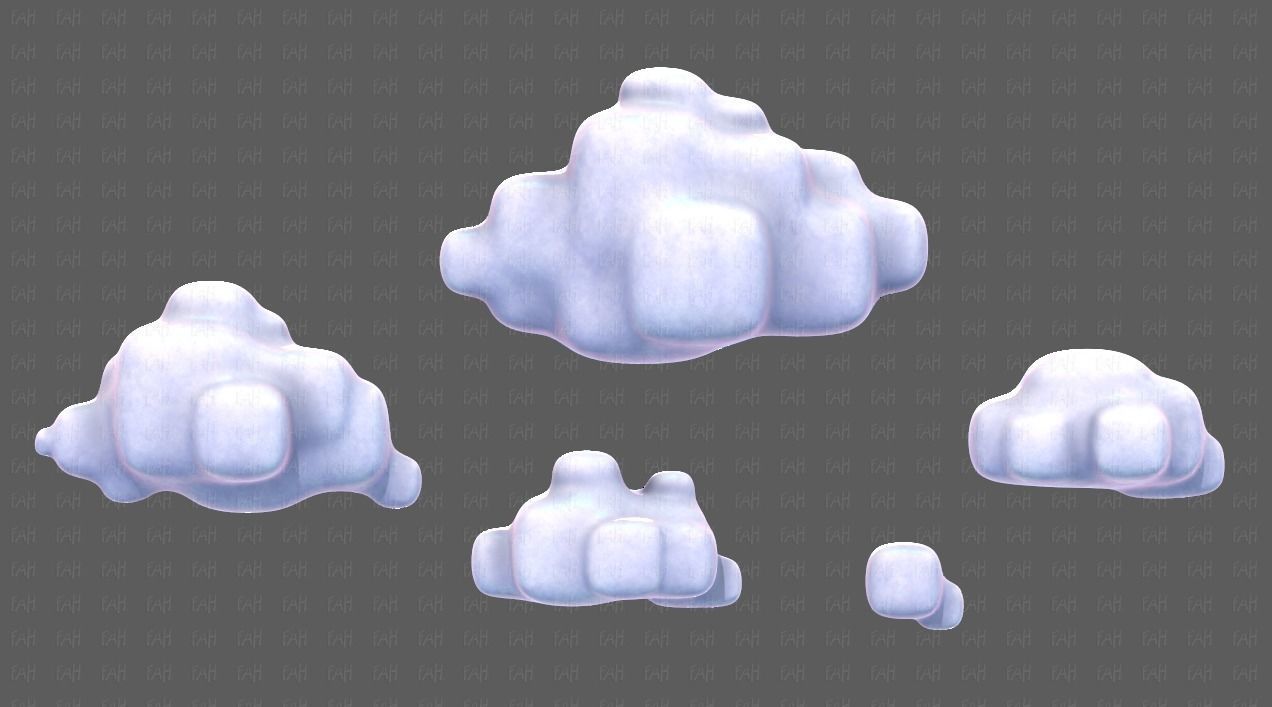 Clouds cartoon V06 Low-poly 3D model_1