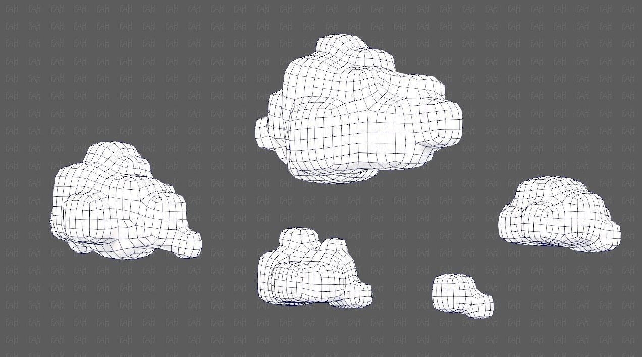 Clouds cartoon V06 Low-poly 3D model_32