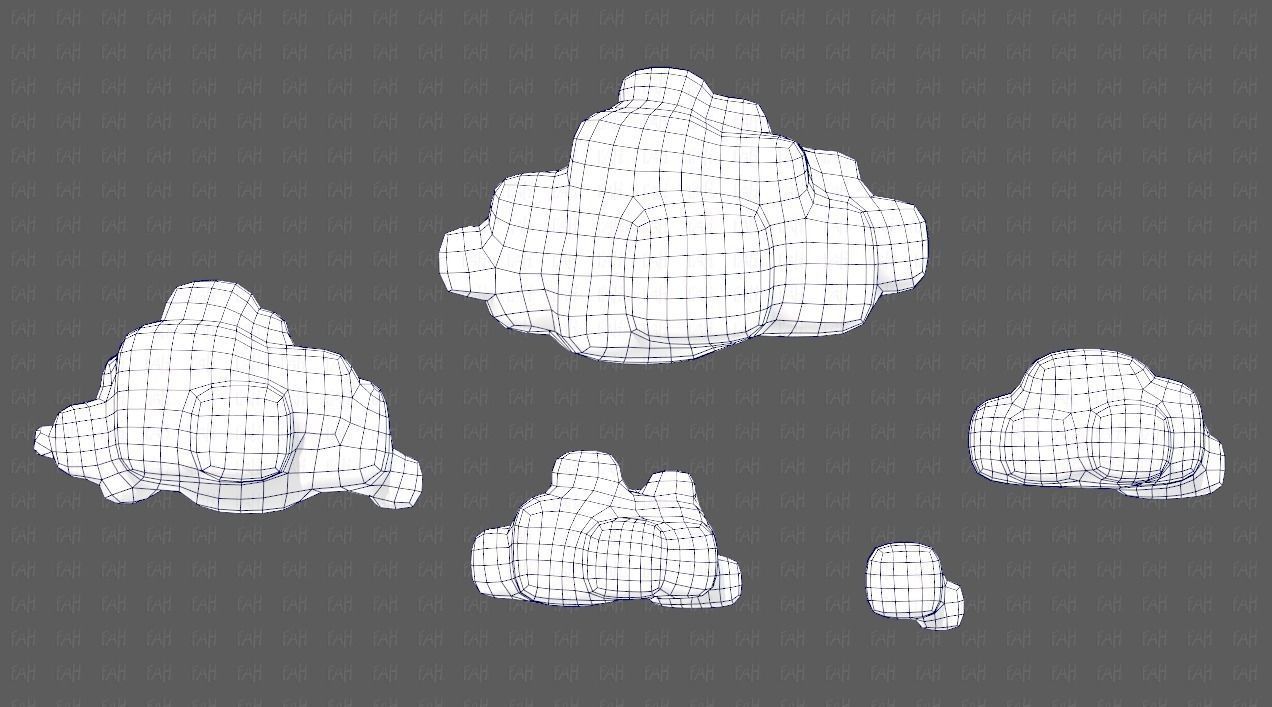 Clouds cartoon V06 Low-poly 3D model_25