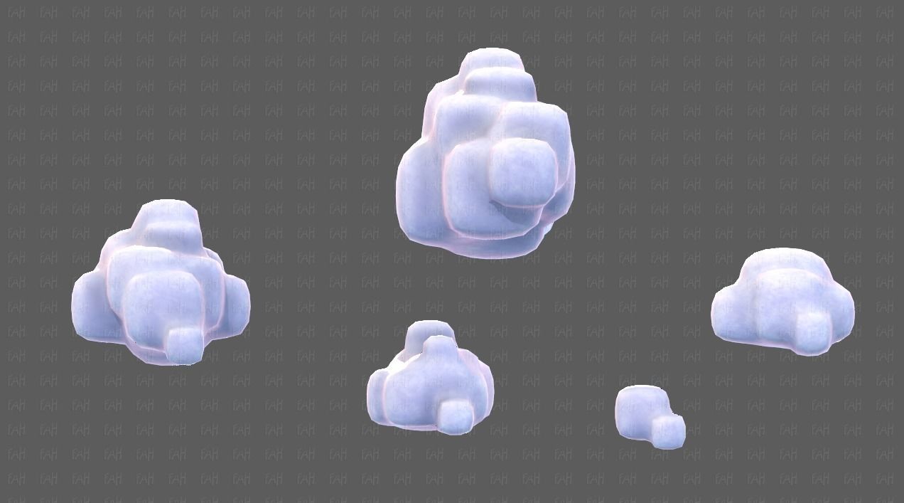 Clouds cartoon V06 Low-poly 3D model_23