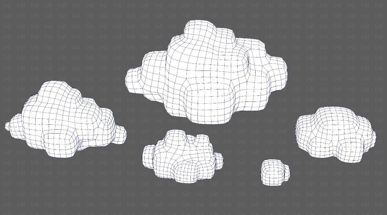 Clouds cartoon V06 Low-poly 3D model_36