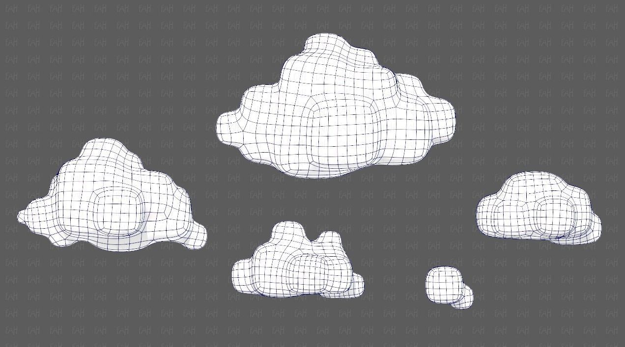 Clouds cartoon V06 Low-poly 3D model_9