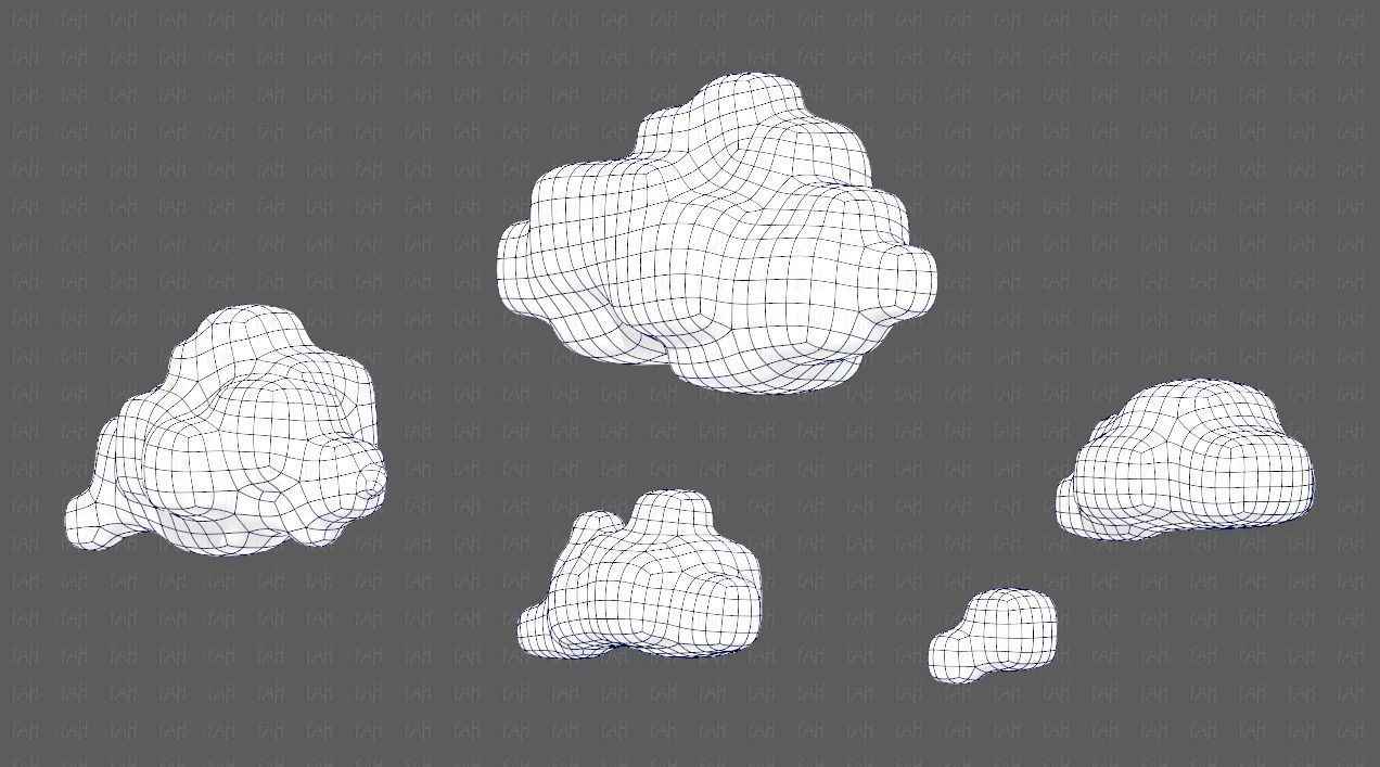 Clouds cartoon V06 Low-poly 3D model_12