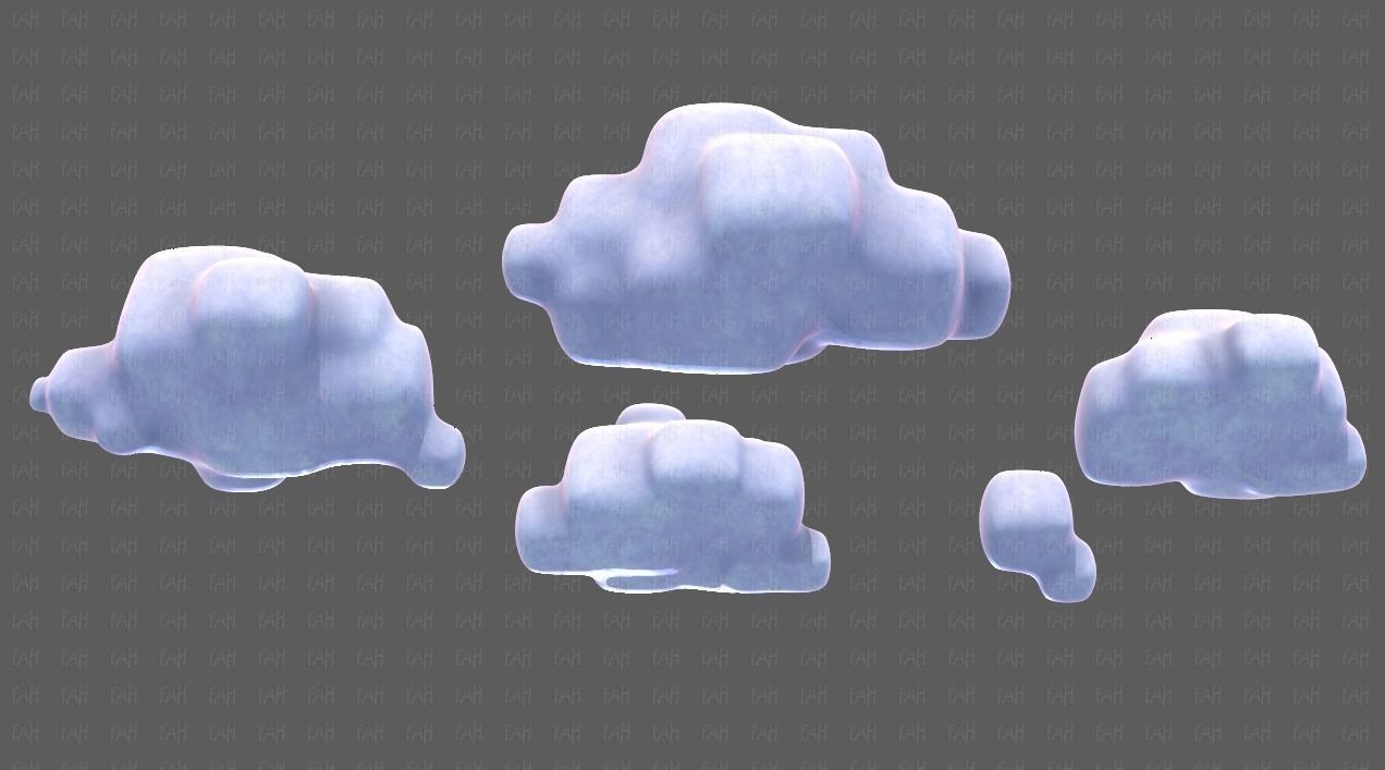 Clouds cartoon V06 Low-poly 3D model_37