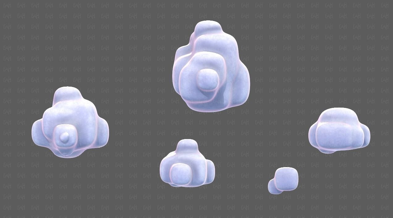 Clouds cartoon V06 Low-poly 3D model_3