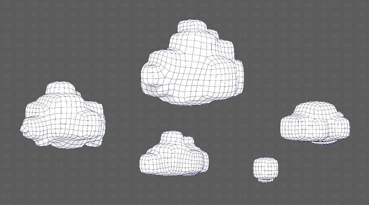 Clouds cartoon V06 Low-poly 3D model_26