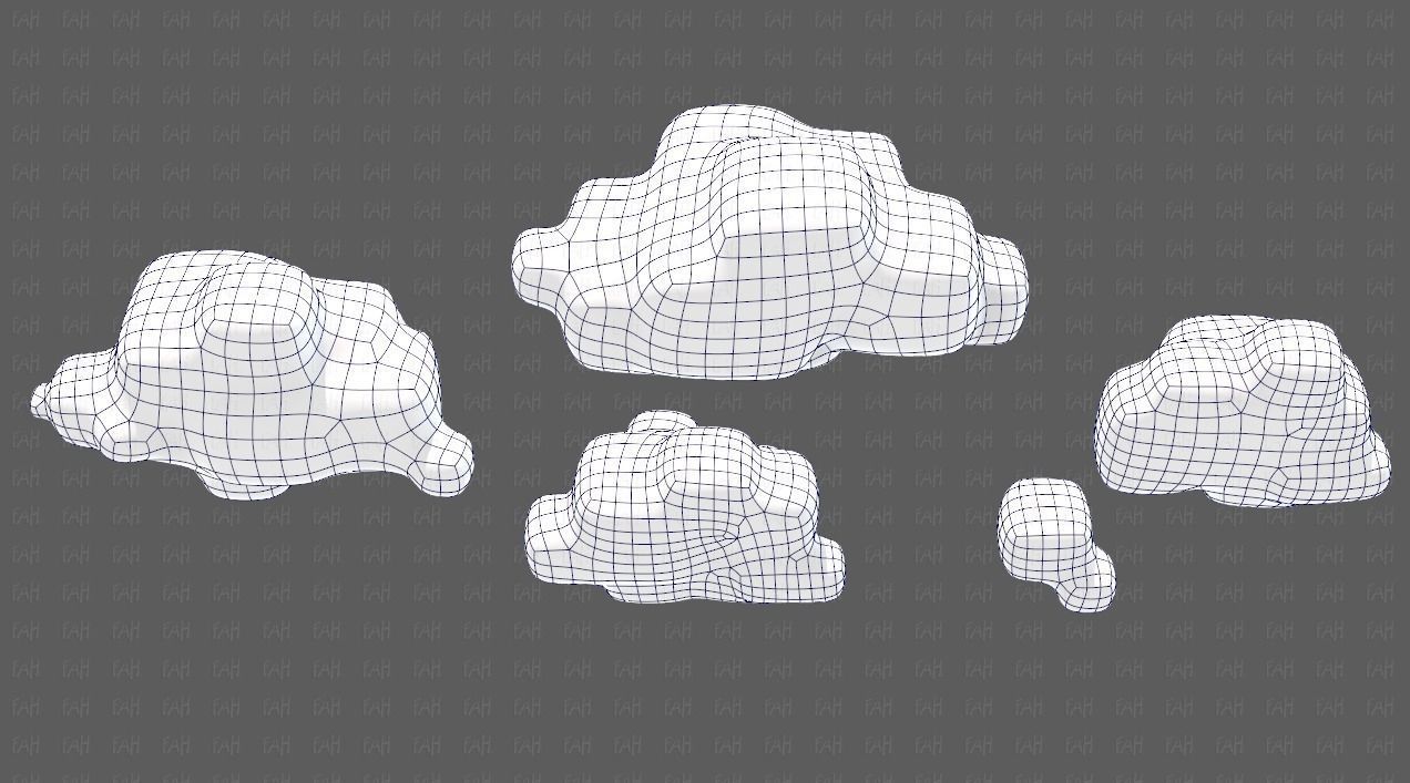 Clouds cartoon V06 Low-poly 3D model_38
