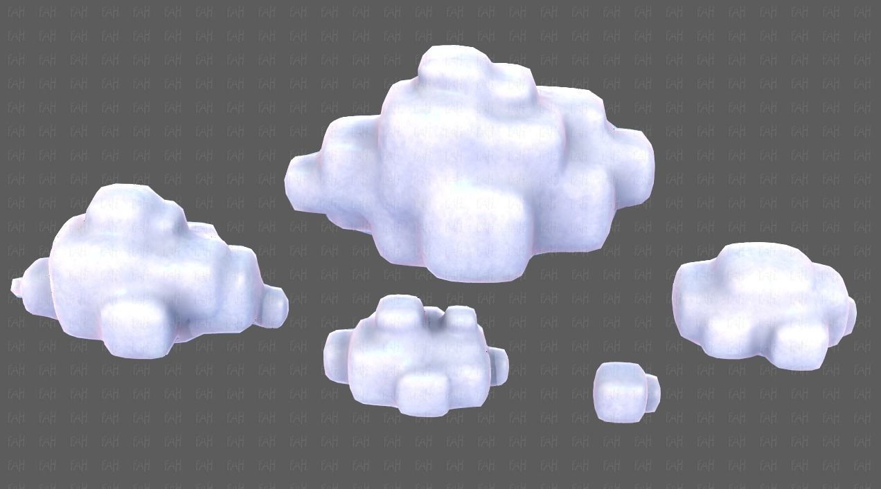 Clouds cartoon V06 Low-poly 3D model_35