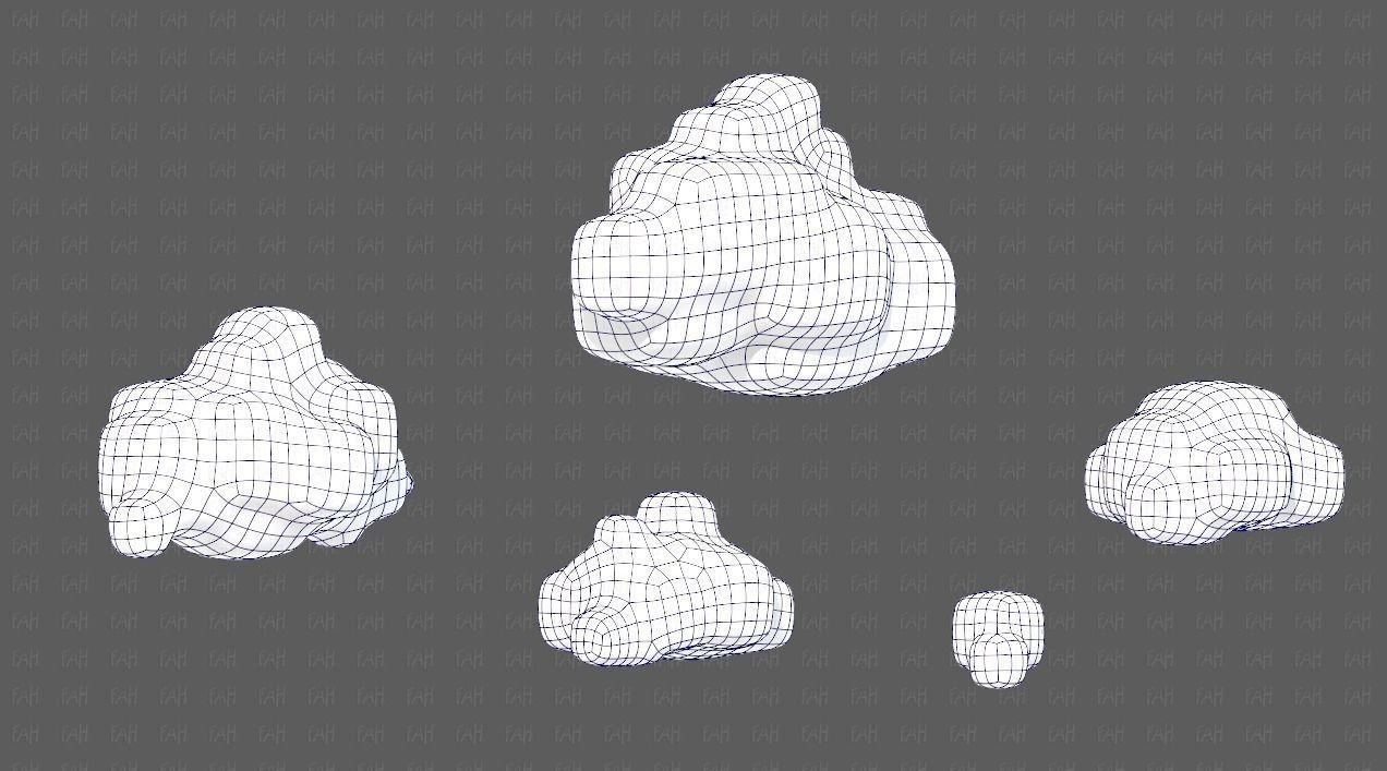Clouds cartoon V06 Low-poly 3D model_14