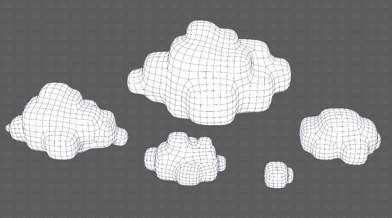 Clouds cartoon V06 Low-poly 3D model_34