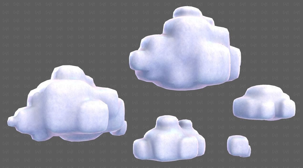 Clouds cartoon V06 Low-poly 3D model_43