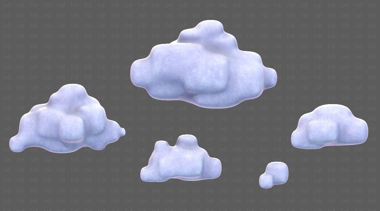 Clouds cartoon V06 Low-poly 3D model_4