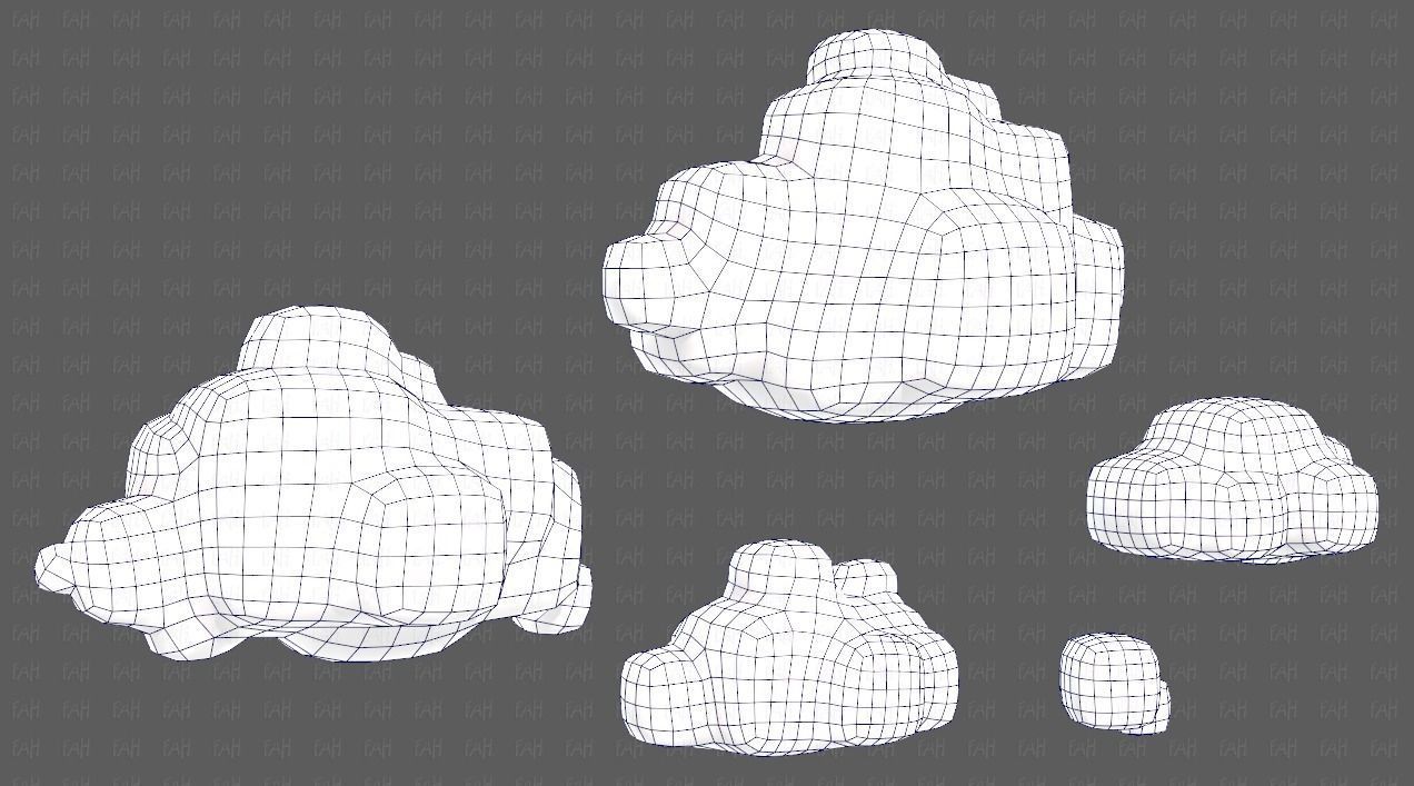 Clouds cartoon V06 Low-poly 3D model_44
