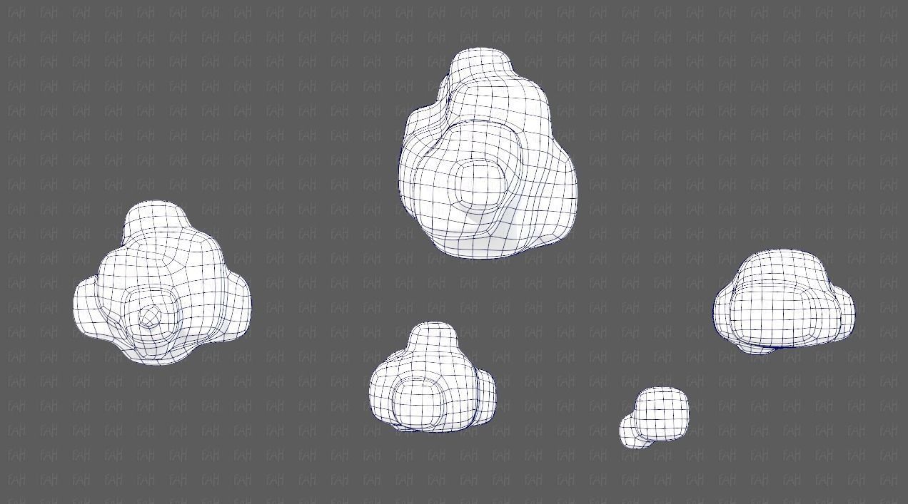 Clouds cartoon V06 Low-poly 3D model_11