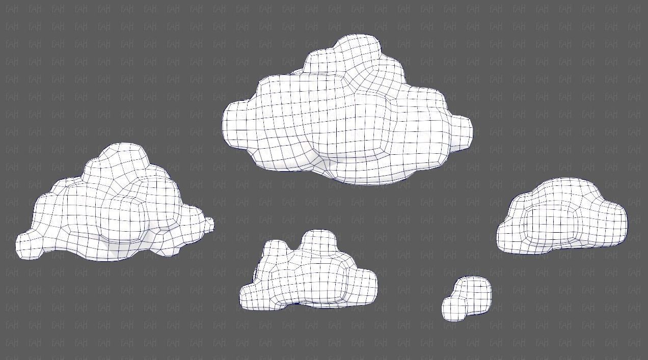 Clouds cartoon V06 Low-poly 3D model_28