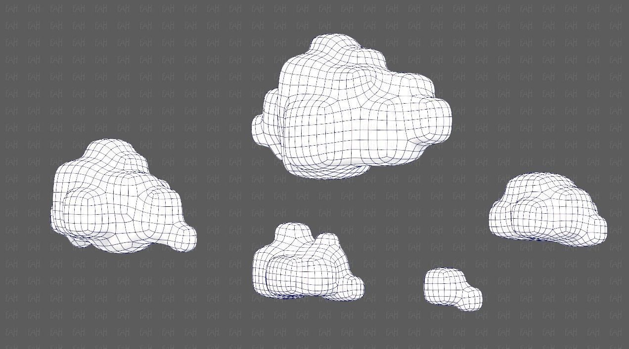 Clouds cartoon V06 Low-poly 3D model_16