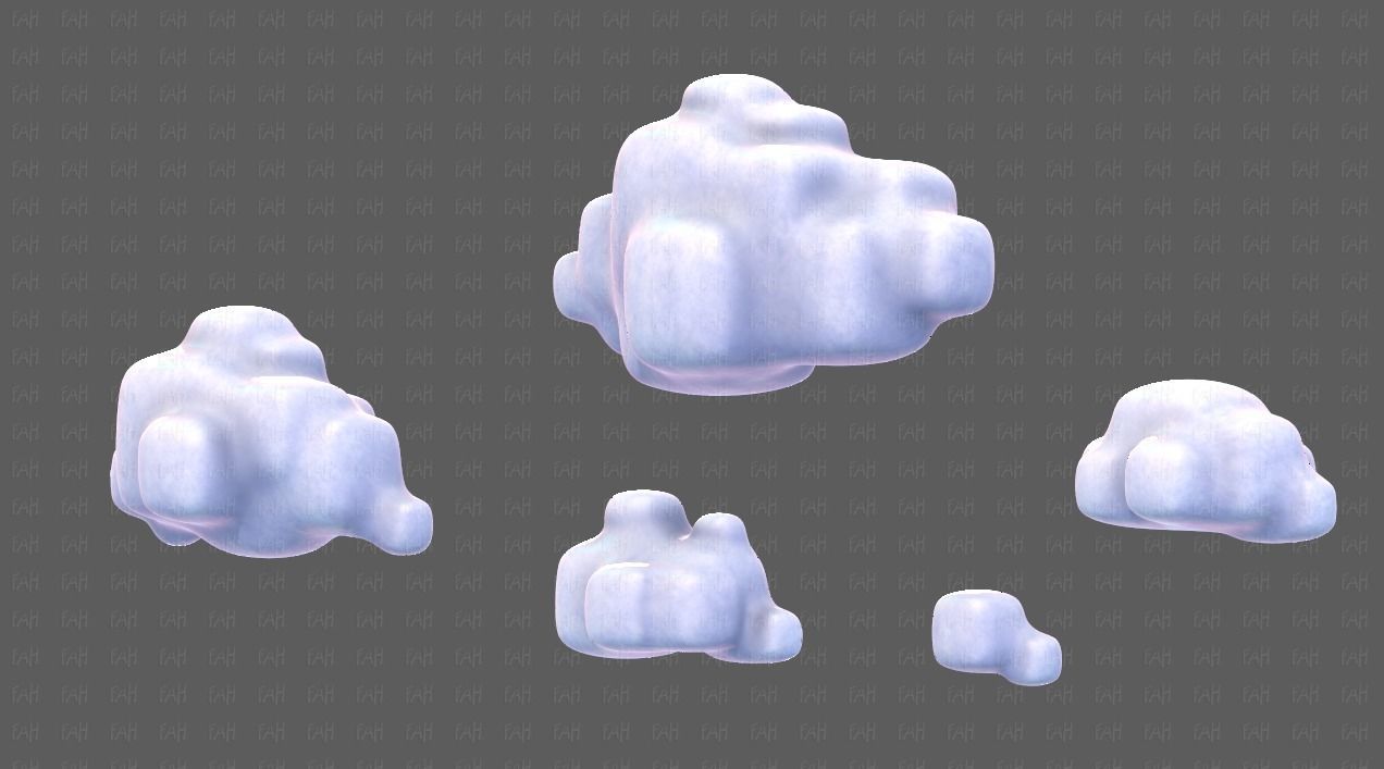 Clouds cartoon V06 Low-poly 3D model_8