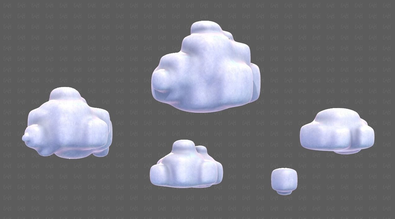 Clouds cartoon V06 Low-poly 3D model_2