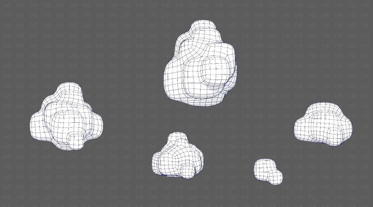 Clouds cartoon V06 Low-poly 3D model_15