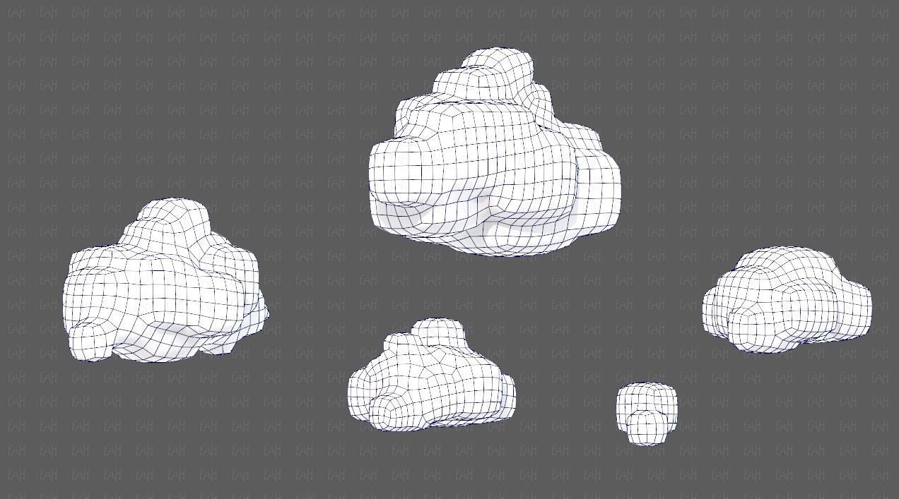 Clouds cartoon V06 Low-poly 3D model_30