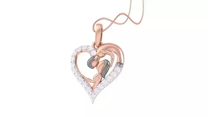 Couples in Love Heart Valentine Pendant Necklace 3dm stl  3D print model