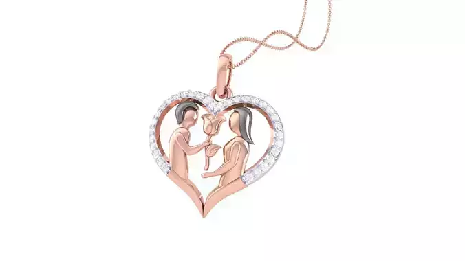 Love Heart Valentine Pendant Necklace 3dm stl render details 3D print model