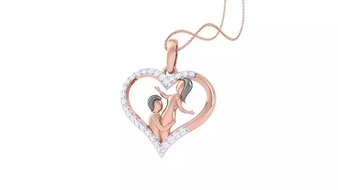  Couples in Love Heart Valentine Pendant Necklace 3dm stl  3D print model