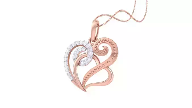 Love Heart Valentine Pendant Necklace 3dm stl render details 3D print model