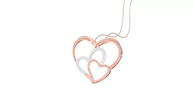 Love Heart Valentine Pendant Necklace 3dm stl render details 3D print model