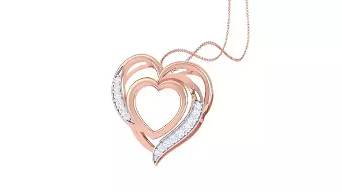 Love Heart Valentine Pendant Necklace 3dm stl render details 3D print model