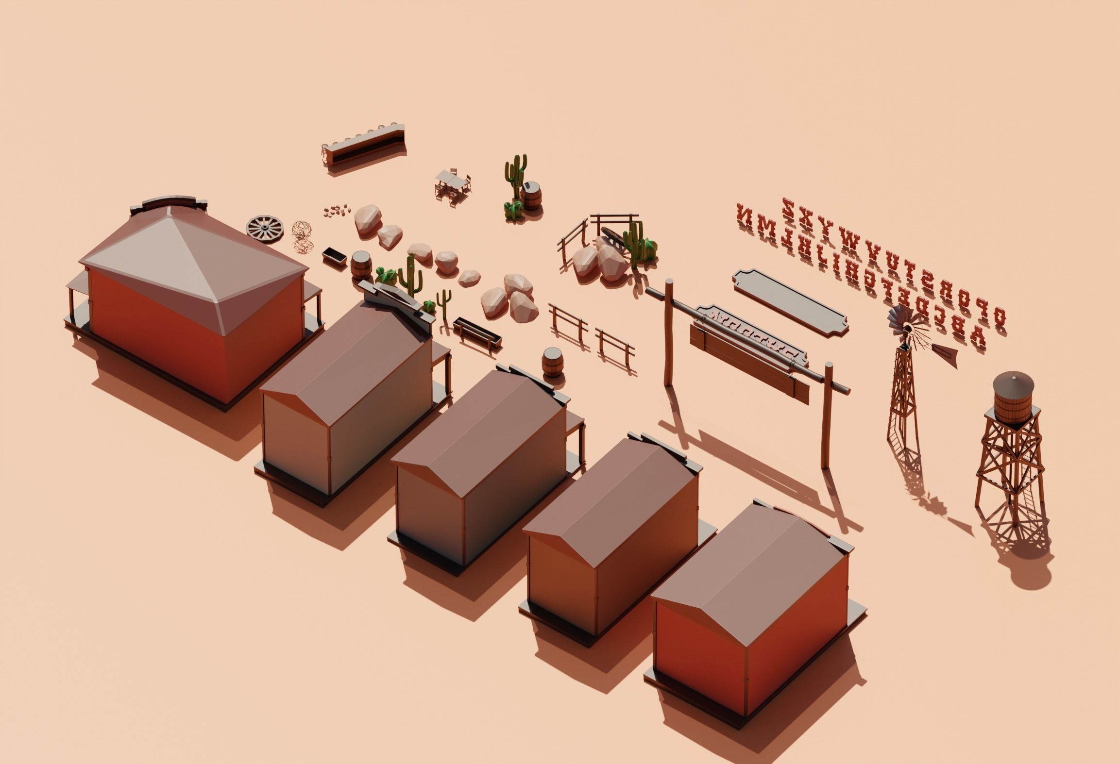 Low Poly Wild West 3D Model Pack Low-poly 3D model_7
