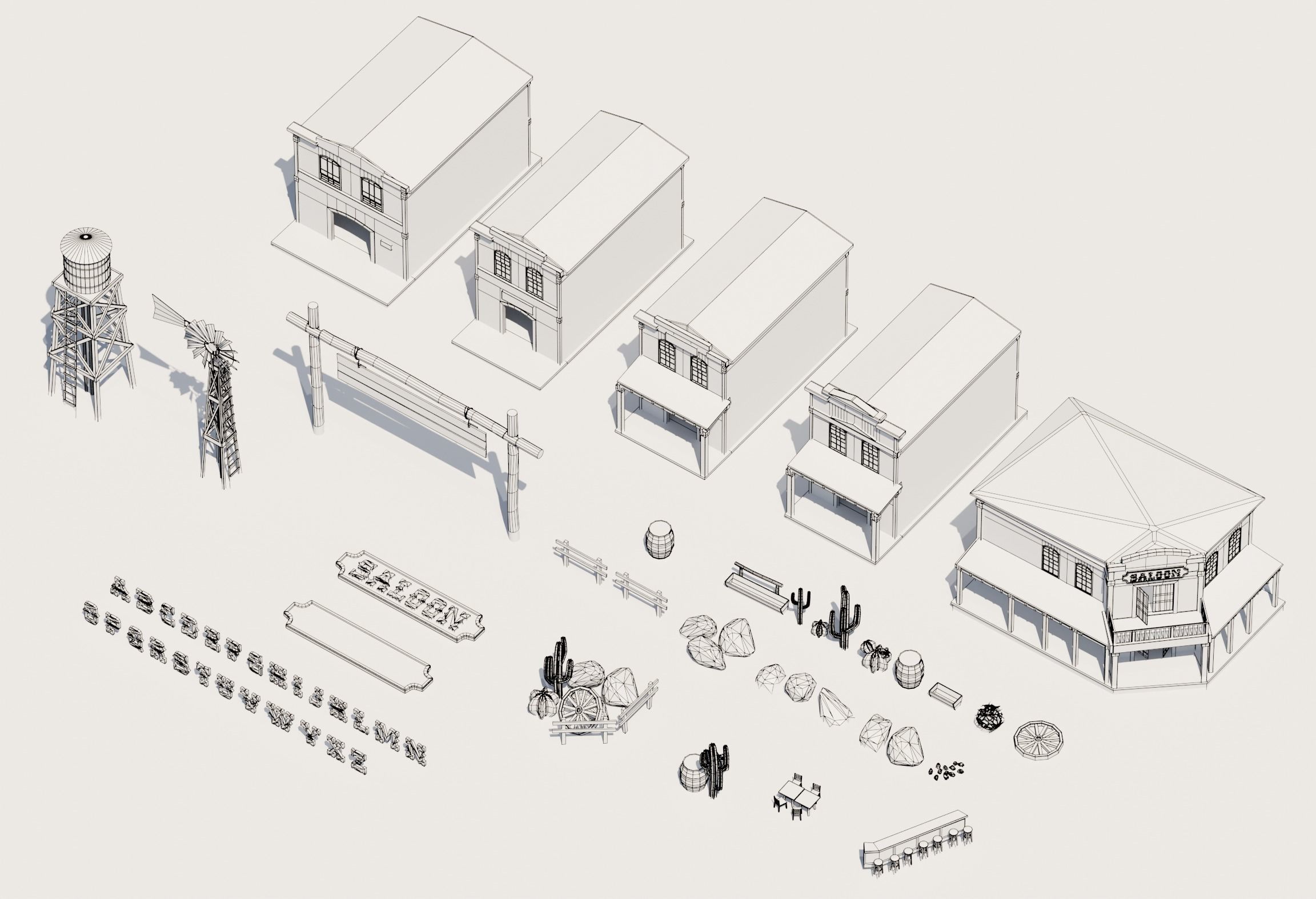 Low Poly Wild West 3D Model Pack Low-poly 3D model_11