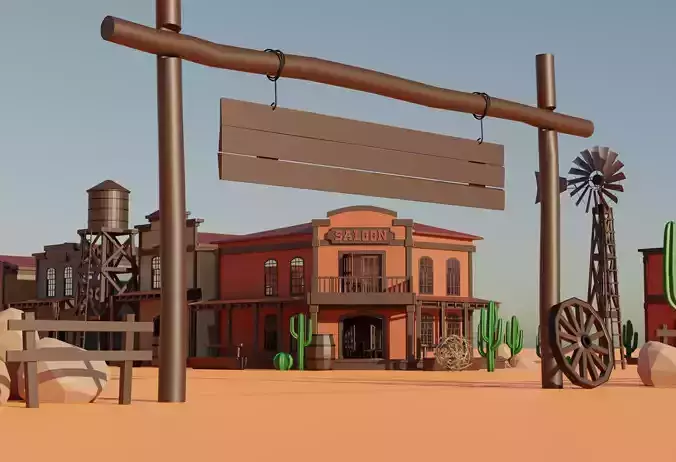 Low Poly Wild West 3D Model Pack
